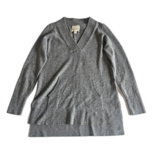 Cynthia Rowley Sz S Cashmere Pop Over 2-Ply Sweater Tunic Legnth Kangaroo Pocket
